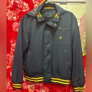 U.S. Polo Assn. Navy Bomber Jacket with Yellow Stripes
